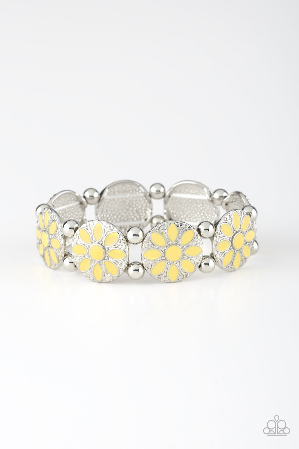 Dancing Dahlias Yellow Paparazzi Bracelet Cashmere Pink Jewels - Cashmere Pink Jewels & Accessories, Cashmere Pink Jewels & Accessories - Paparazzi