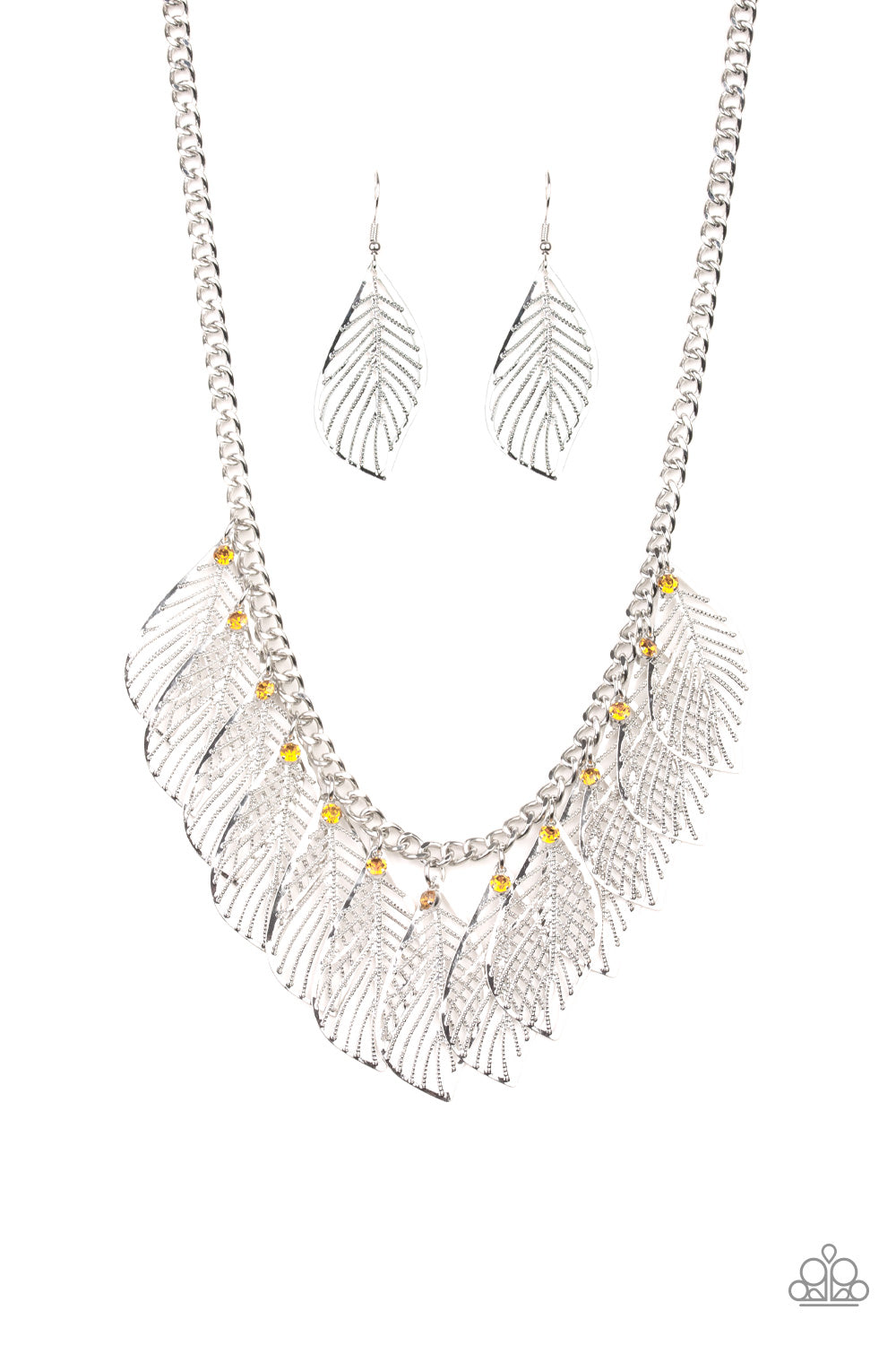 Feathery Foliage Yellow Paparazzi Necklaces Cashmere Pink Jewels - Cashmere Pink Jewels & Accessories, Cashmere Pink Jewels & Accessories - Paparazzi