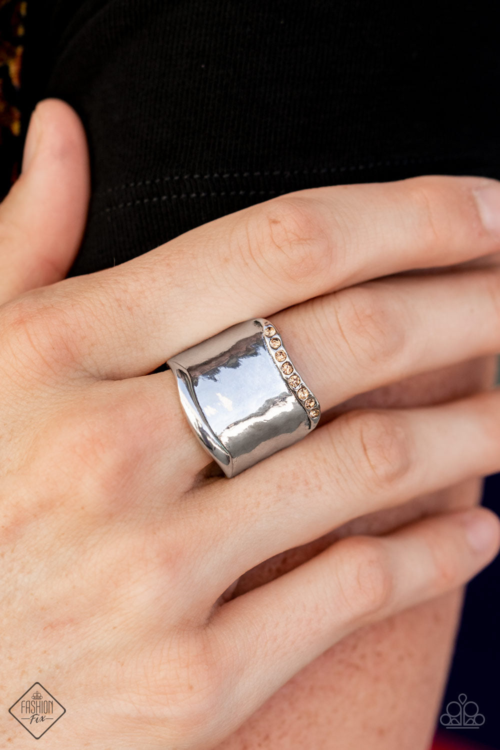 Brilliantly Bordered Silver Paparazzi Ring Cashmere Pink Jewels